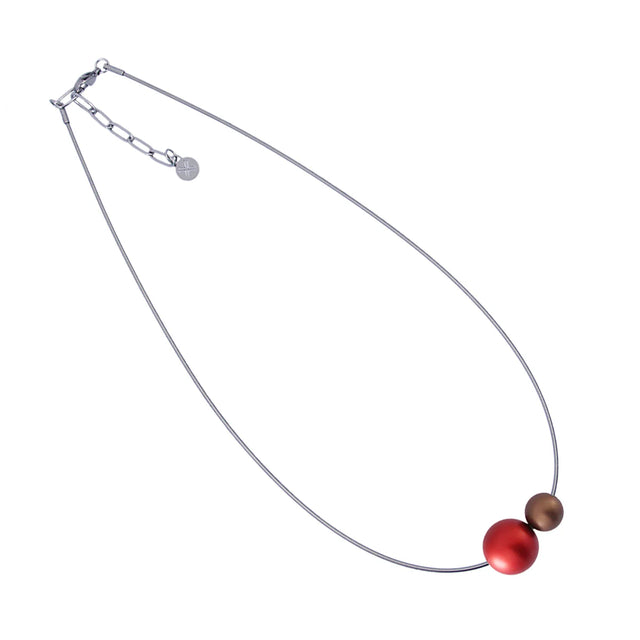 Frost Aura Ball Necklace - Red/Brown