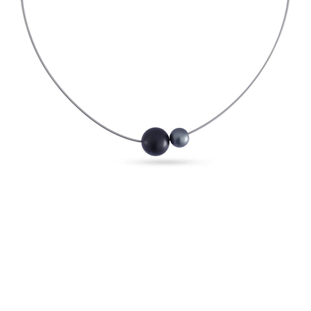 Frost Aura Ball Necklace - Black/Grey