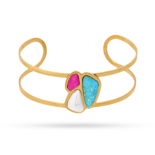 Aqua Maldives Bracelet Cuff - Pink/White/Green