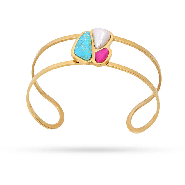 Aqua Maldives Bracelet Cuff - Pink/White/Green
