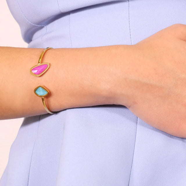 Aqua Lagoon Bangle Cuff - Pink/Green