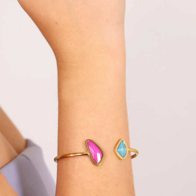 Aqua Lagoon Bangle Cuff - Pink/Green