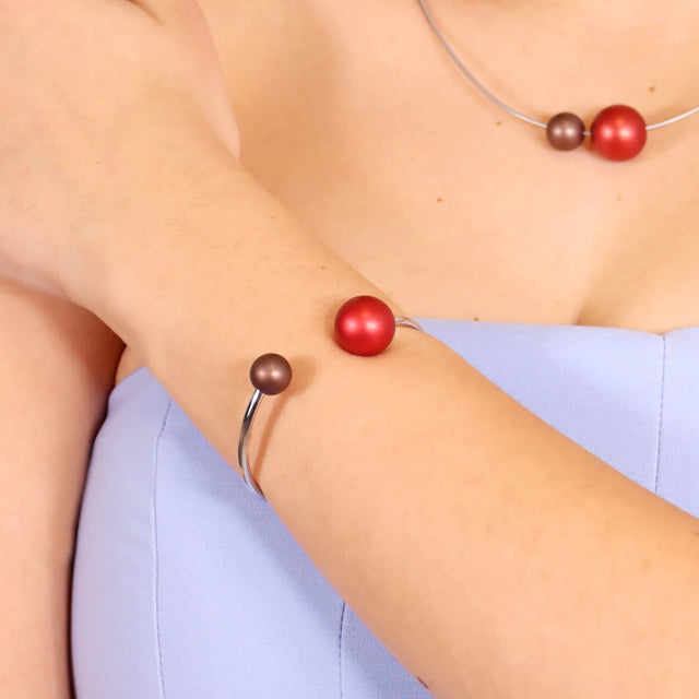 Frost Aura Ball Bangle Cuff - Red
