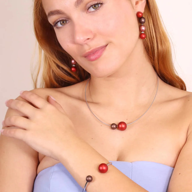 Frost Aura Ball Bangle Cuff - Red