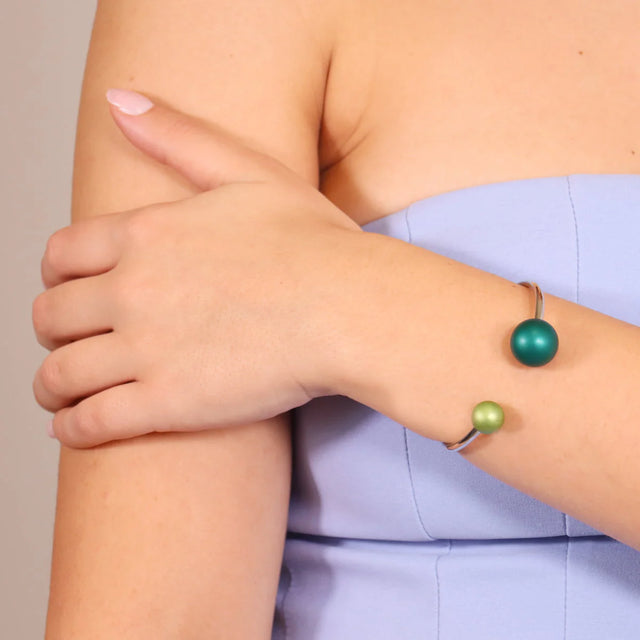 Frost Aura Ball Bangle Cuff - Green