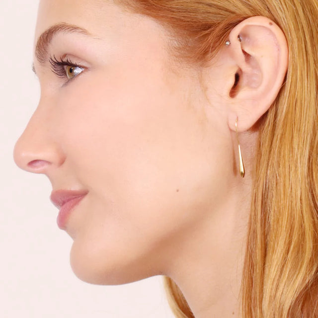 Waves Lux Drop Bar Earrings - Gold