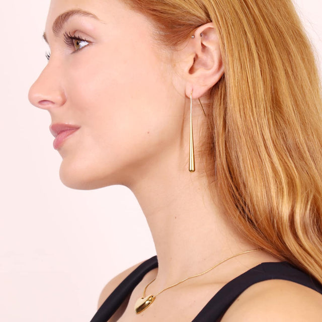Waves Lux Drop Bar Earrings - Silver