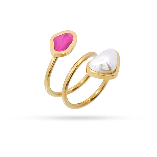 Aqua Algae Ring - White/Pink