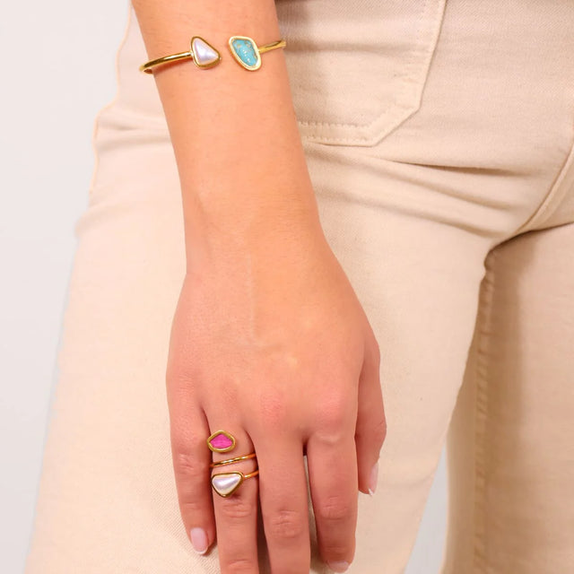 Aqua Algae Ring - White/Pink