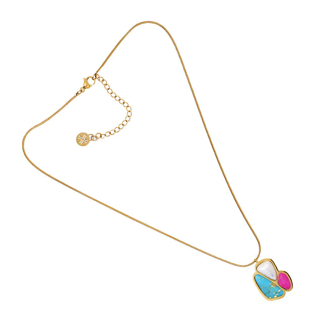 Aqua Maldives Single Pendant Necklace white/Green/Pink