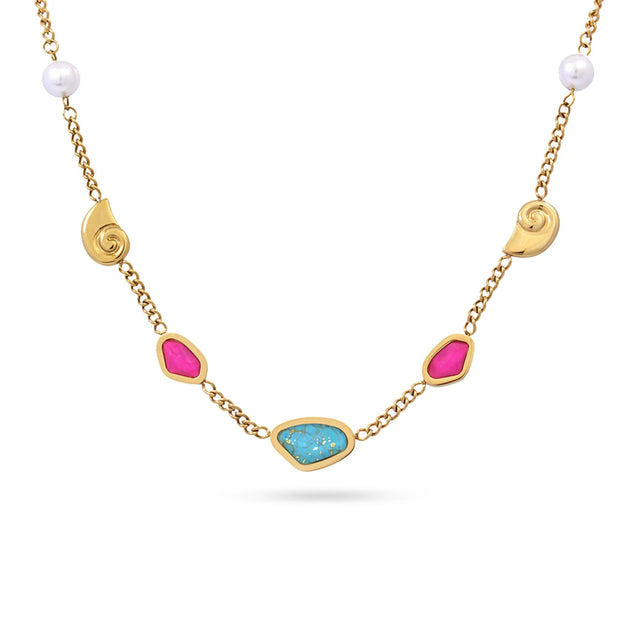 Aqua Reef Charm Necklace white/Green/Pink