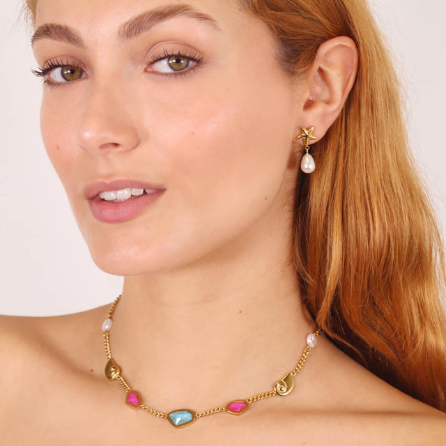 Aqua Reef Charm Necklace white/Green/Pink