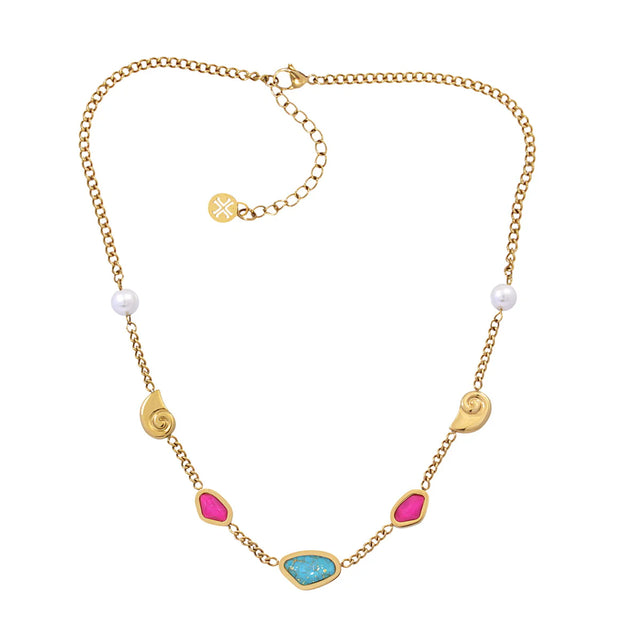 Aqua Reef Charm Necklace white/Green/Pink