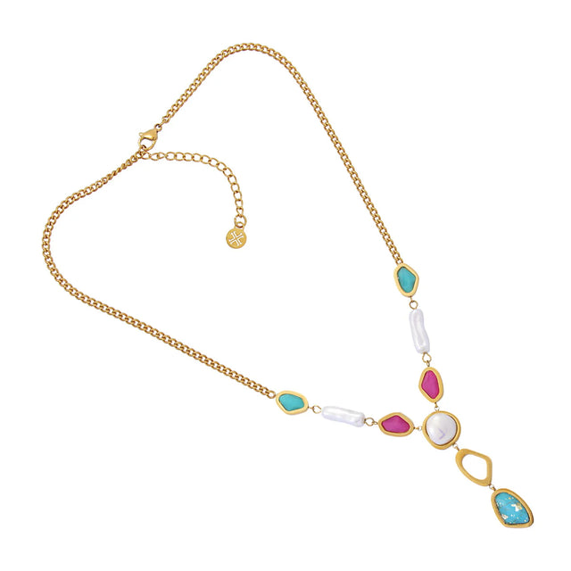 Aqua Current Multi Pendant Necklace white/Green/Pink