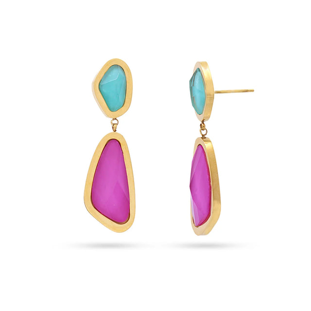 Aqua Lagoon Drop Earrings - Pink/Blue
