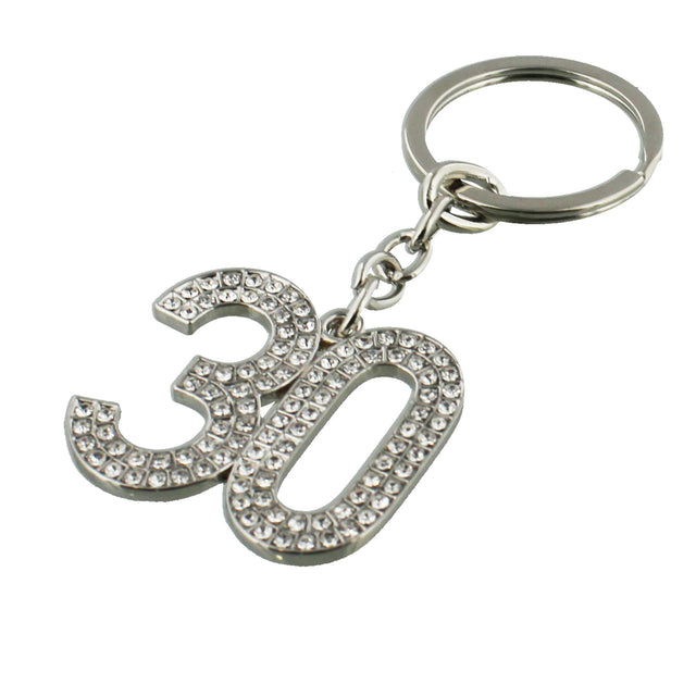 30th Birthday Crystal Keyring