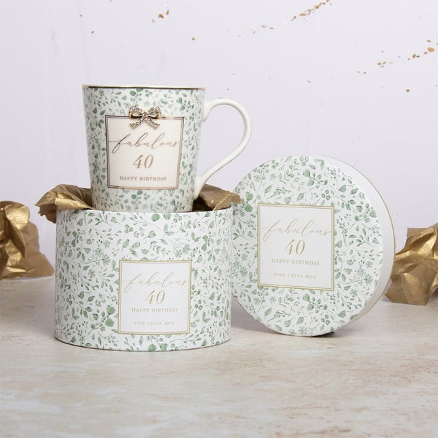 HD Floral 40th Birthday Mug