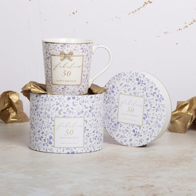 Floral 50th Birthday Mug