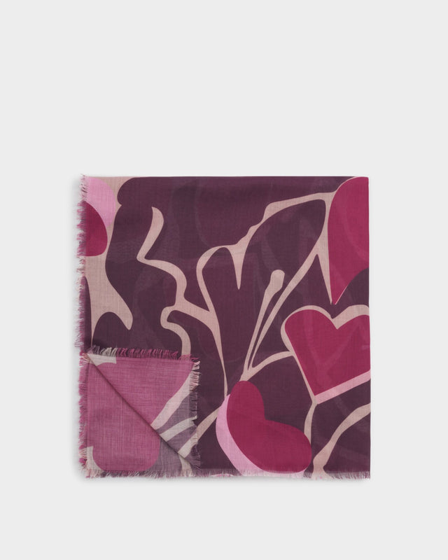 Katie Loxton Printed Heart Scarf - Cherry