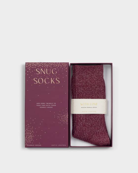 Katie Loxton Gift Boxed Sparkle Socks - Cherry Red