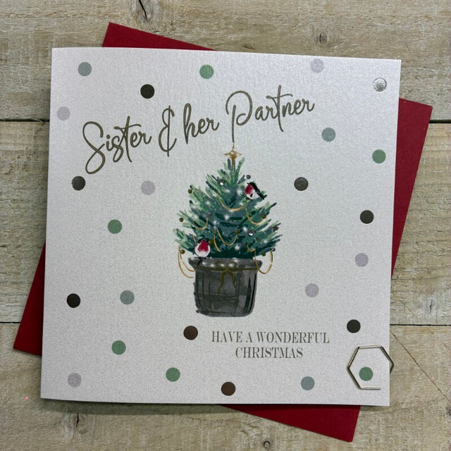 Sister & Partner Tree & Robin Christmas Card