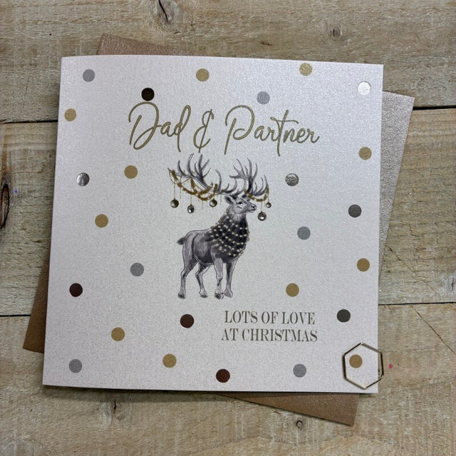 Dad & Partner Stag Dotty Christmas Card