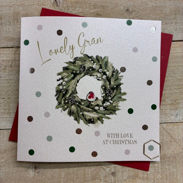 Gran Wreath & Robin Christmas Card