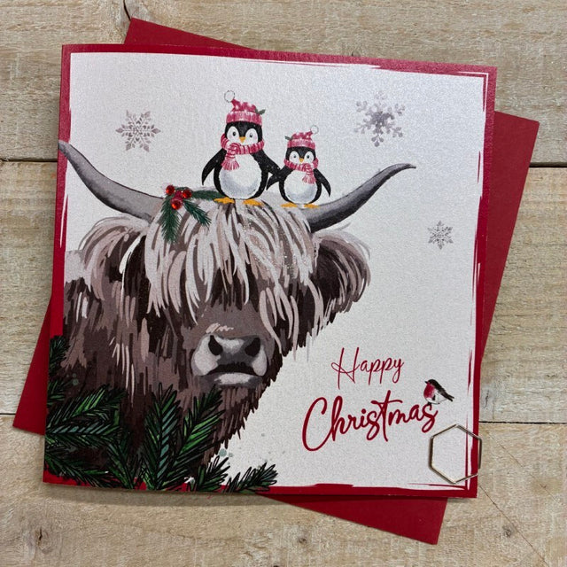 Happy Christmas Highland Cow Card