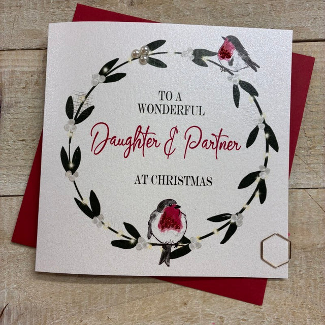 Daughter & Partner Wreath Christmas Card