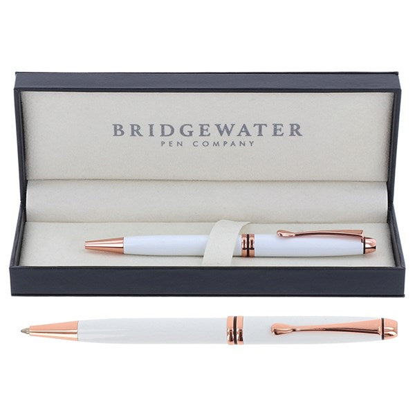 Chrome White & Rose Gold Ball Pen