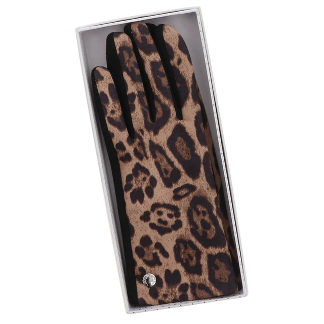 Leopard Print Boxed Gloves - Beige