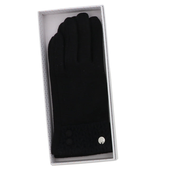 Knitted Cuff Boxed Gloves - Black