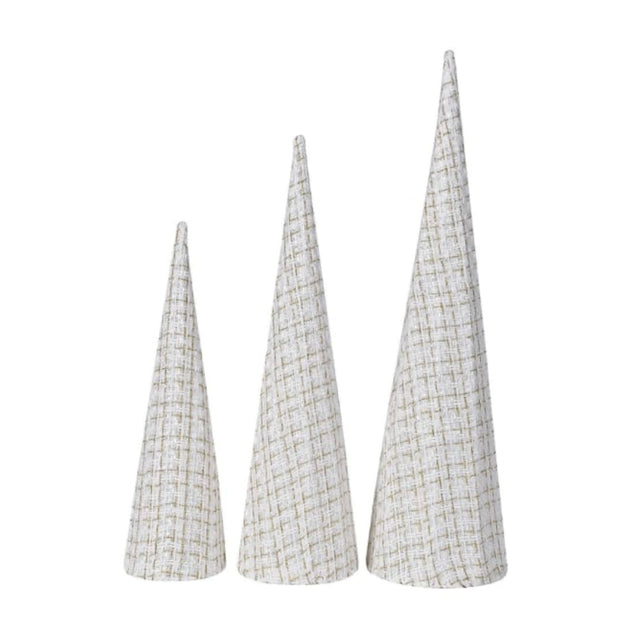 Set of 3 Tweed Christmas Tree Cones