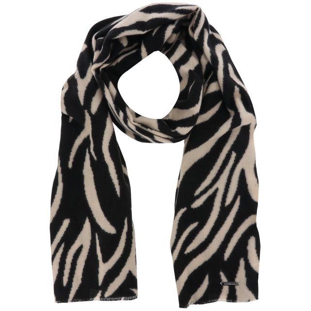 Zebra Look Cosy Boxed Scarf - Black & Cream