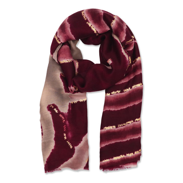 Mid Weight Abstract Animal Scarf - Burgundy
