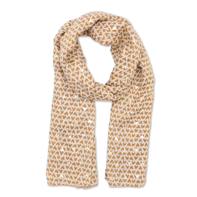 Mid Weight Foil Heart Scarf - Cream