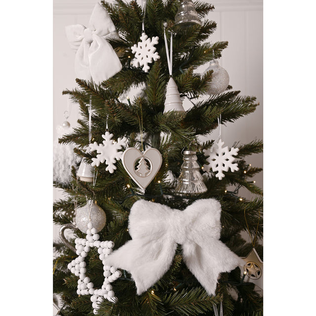 White Fluffy Bow With Decoration