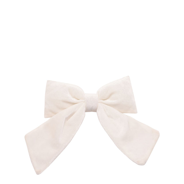 White Velvet Bow Clip