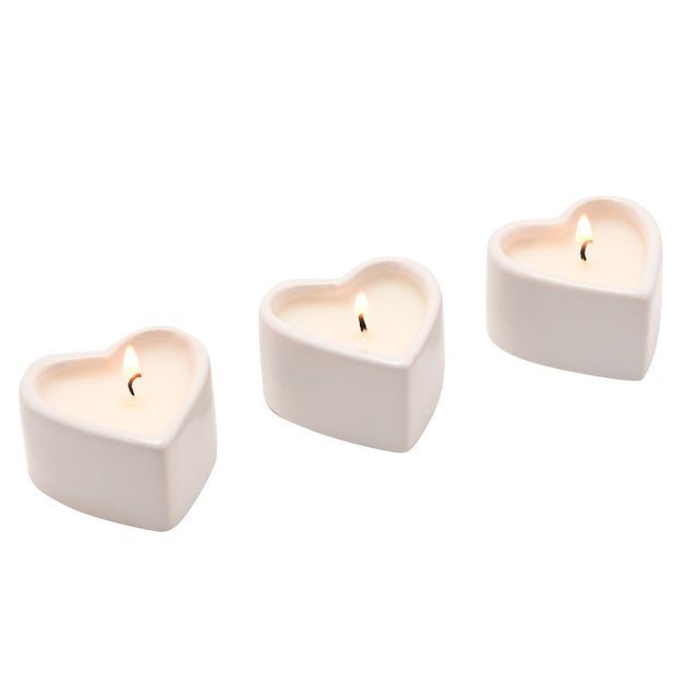 Set of 3 Heart Candles - Engaged
