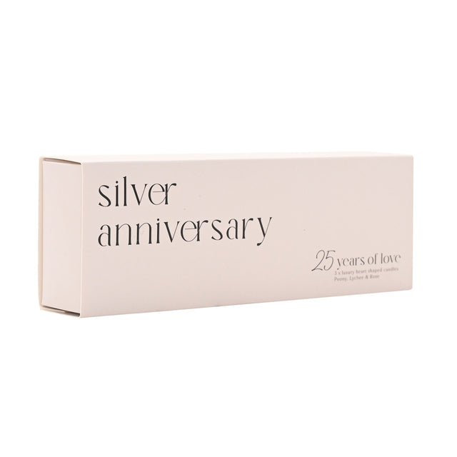 Set of 3 Heart Candles - 25 Years