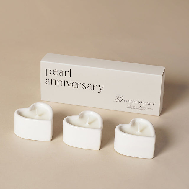 Set of 3 Heart Candles - 30 Years