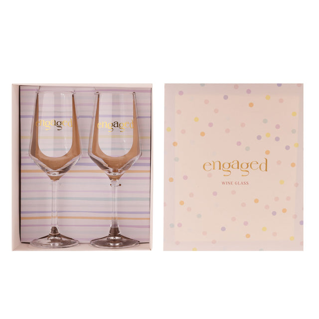 Set of 2 Wine Glasses - Engaged
