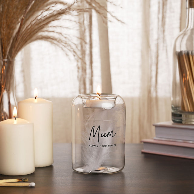 Thoughts Of You Feather Tealight Holder - Mum