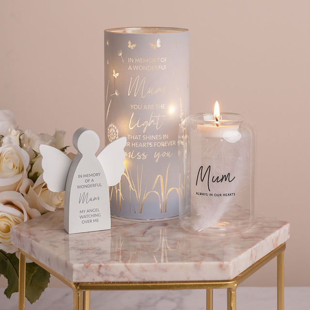 Thoughts Of You Feather Tealight Holder - Mum