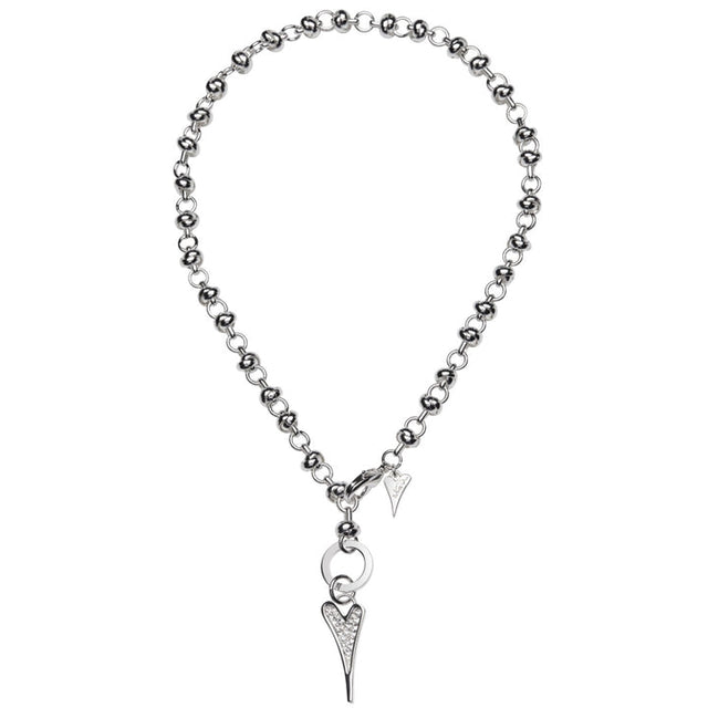 Miss Dee Silver Knotted Necklace with Diamante Heart