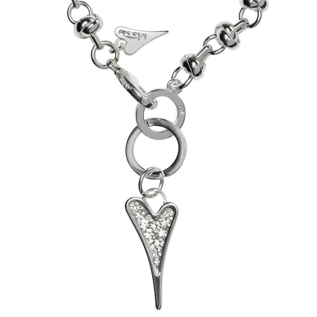 Miss Dee Silver Knotted Bracelet with Diamante Heart