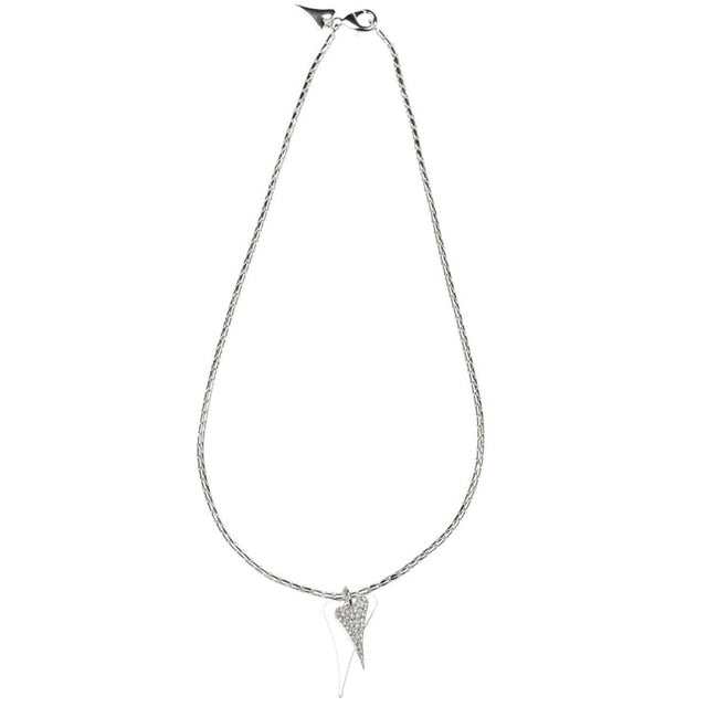 Miss Dee Silver Long Necklace with Double Heart