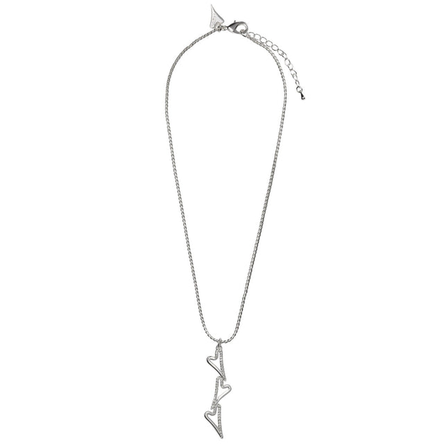 Miss Dee Silver Necklace with 3 Hollow Hearts