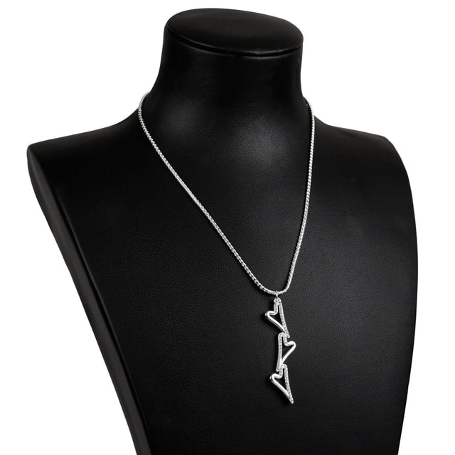 Miss Dee Silver Necklace with 3 Hollow Hearts