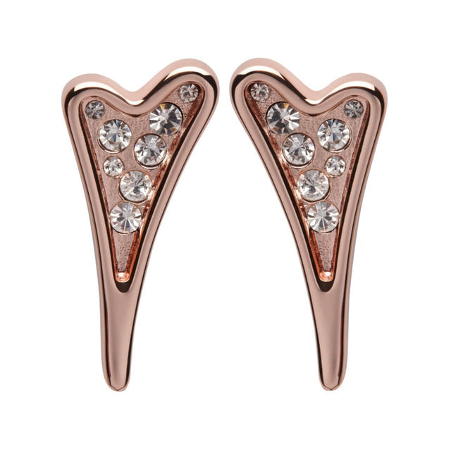 Miss Dee Rose Gold Diamante Heart Earrings
